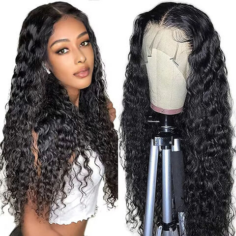 Perruques Bouclées Couleur Noir Naturel HD 13x4 Perruques Frontales en Dentelle Cheveux Humains Brésiliens 200% Vague d'Eau Perruque Frontale Bouclée pour Femmes for sale at factory direct price