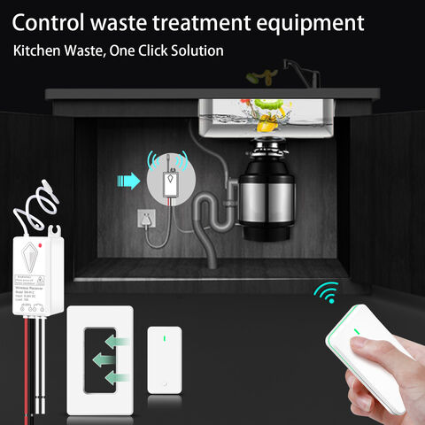 Kit de Interruptor de Control Remoto RF433Mhz Inalámbrico con Receptor Unidireccional de 12V DC, Código de Aprendizaje para Equipos de Tratamiento de Residuos, Corriente Máxima de 10A