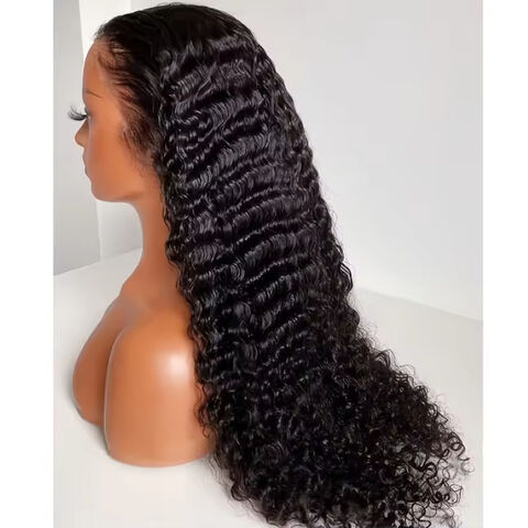 Perruque Frontale en Dentelle HD Cheveux Indiens Bruts, 100% Sans Colle, Perruque Complète en Cheveux Humains avec Dentelle, Perruque Frontale en Dentelle pour Femmes Noires for sale at factory direct price