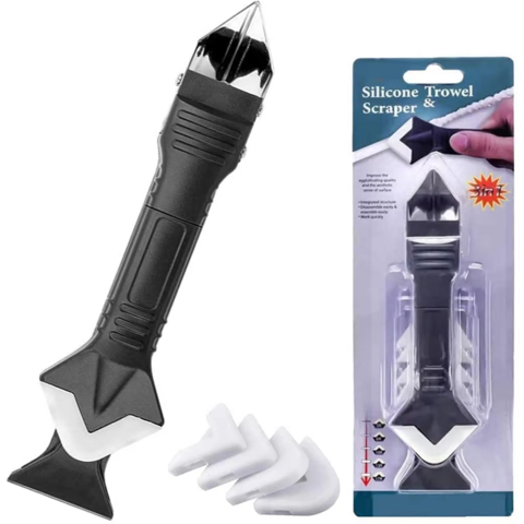 Glas Kleber Winkel Schaber Edelstahlkopf Dichtmittel Kit 3 in 1 Entfernung Silikon Abzieher Fliesen Dichtungs Fugen Schaber Werkzeug