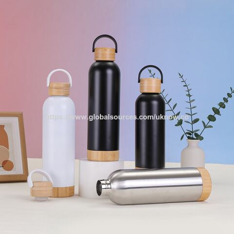 Bambus Thermo Isolierte 500ml Edelstahl Sport Vakuum Flasche Wasserflasche Thermoskanne mit Holzdeckel und Boden for sale at factory direct price