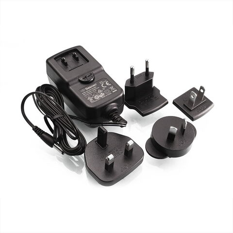 Alimentation à découpage 12V 2A 24V 1A 24W série adaptateur AC avec prises AC interchangeables