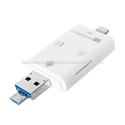 Lector de tarjetas de memoria OTG 3 en 1 para iPhone, iPad, Android, PC, lector de tarjetas TF/SD