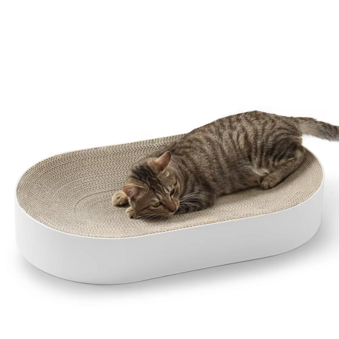 Moderner Luxus-Katzenkratzer, großes ovales Lounge-Bett aus Karton für kleine und große Katzen, klassischer Papierstil for sale at factory direct price
