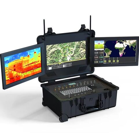 Estación de Control Terrestre (GCS) FPV UAV con 3 pantallas HD de 17.3 pulgadas, teclado metálico y sistema de control de ultra largo alcance for sale at factory direct price