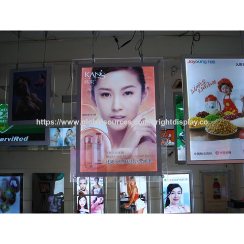 Caixa de luz LED de cristal para montagem em parede no atacado, moldura de alumínio, display de quadro de menu de acrílico