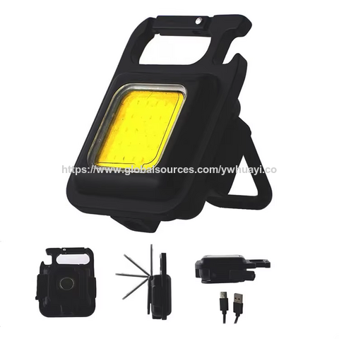 Mini Linterna COB Multifunción 4 Modos, Llavero de Bolsillo, Recargable USB Tipo C, con Imán y Abrebotellas