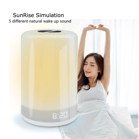 Simulación de Amanecer y Atardecer para Dormitorios Luz Nocturna Cálida Inteligente para Dormir Despertador LED Luz Nocturna Colorida Lámpara de Mesa de Noche