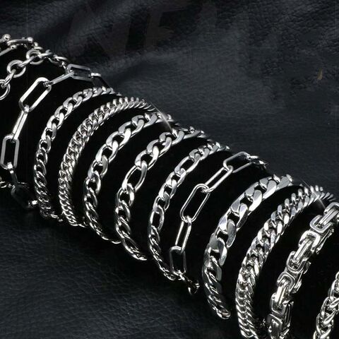 Wholesale Factory Titanium Charm Jewelry Manufacturer Hip Hop Men Chunky Cuban Link Chain Stainless Steel Bracelet for Men for sale at factory direct price