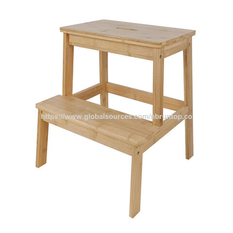 Bambushocker im Großhandel, 2-Stufen-Hocker, Tritthocker für Kinder, Küchenhelfer-Hocker für Kleinkinder und Kinder for sale at factory direct price