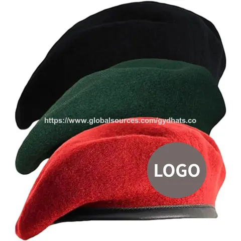 قبعة بيريه عسكرية تكتيكية كلاسيكية عالية الجودة باللون الزيتوني مع تطريز يدوي للبالغين for sale at factory direct price