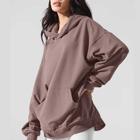 Moletom com Capuz Feminino de Felpa Francesa com Logotipo Personalizado, Roupa de Rua, Grosso, Pulôver, Ombro Caído, Moletons Oversized para Mulheres for sale at factory direct price