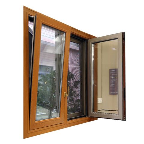 Fabricant chinois de fenêtres pliantes en aluminium à grain de bois avec résistance au vent améliorée (ASTM E1886) pour maisons for sale at factory direct price