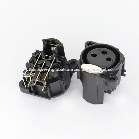 Embase XLR 3 broches avec insertion horizontale à 90 degrés et éclats, interface plaquée or pour équipement audio de scène