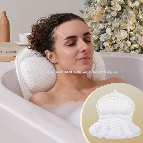 Almohada de Baño Lavable a Máquina, Almohada de Bañera de Malla 3D, Almohada de Bañera con Forma de Mariposa, Almohada con Ventosas