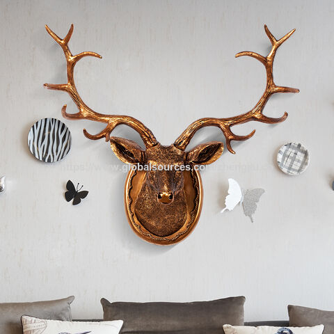 Wandbehang aus Retro-Kupfer-Tierkopf aus Harz, dekoratives Wohnaccessoires, Geschenke, dekoratives Kunsthandwerk für Haus, Garten und Landschaft for sale at factory direct price