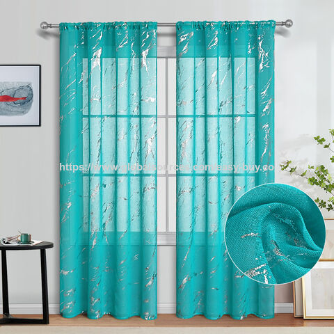Cortinas de sala de estar terminadas con pantalla de ventana de mármol en relieve plateado con varilla pasante, semi-oscuras