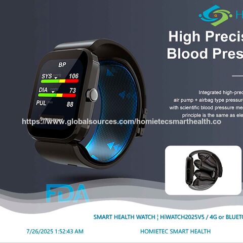 Fda Mdr Nmpa Smart Bp Health Watch V5 With Bp Otc, 24h Heart Rate, Spo2 ...