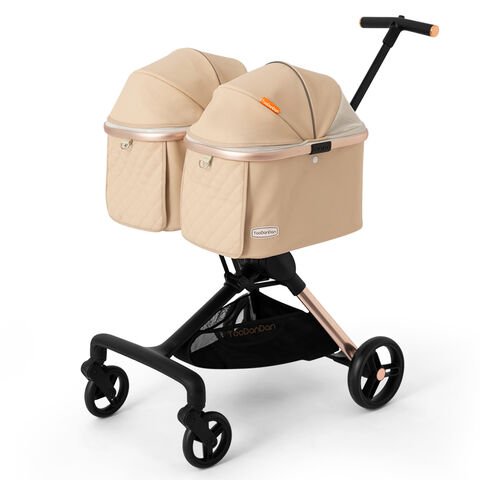 Carrinho de Bebê Duplo Portátil ODM Cáqui para Animais de Estimação, Carrinho de Gato para Passeios no Parque e Compras for sale at factory direct price