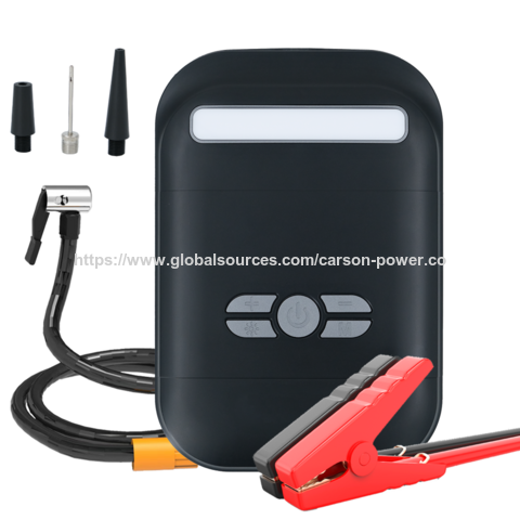 Arrancador de Coche Portátil con Bomba de Aire, Banco de Energía de 12V, Refuerzo de Batería de Emergencia, Cargador Rápido con Compresor de Aire LED