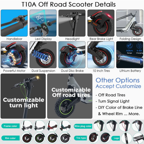T10a Foldable Portable Long Range Best Adult 500 W Motor E Scooter