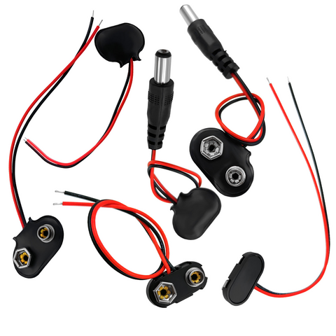 T-Typ 9V Batterie-Schnappverbinder-Clip mit männlichem Stecker, Anschlusskabel 15cm Softshell 9-Volt-Batterie-Schnappverbinder