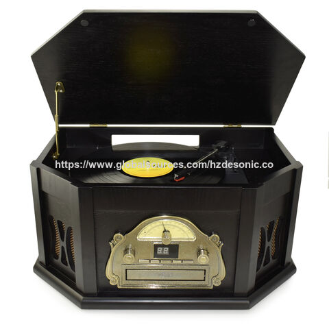 Sistema de cine en casa de gran venta, tocadiscos de vinilo de madera todo en uno/reproductor de discos/tocadiscos Bluetooth para oficina en casa o cafetería for sale at factory direct price
