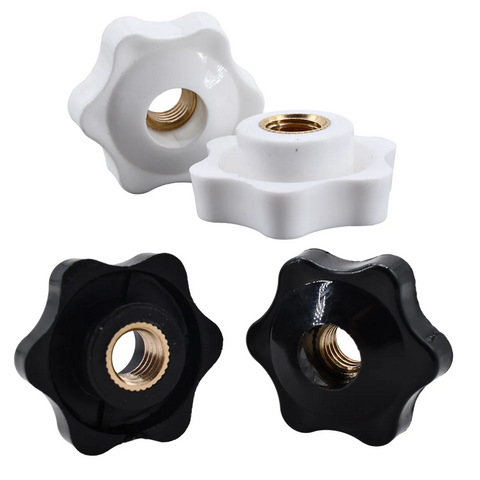 Tuerca de mariposa Torx de apriete manual en blanco y negro, perilla de sujeción, manija, tuercas de estrella mecánicas manuales M4 M5 M6 M8 M10 M12