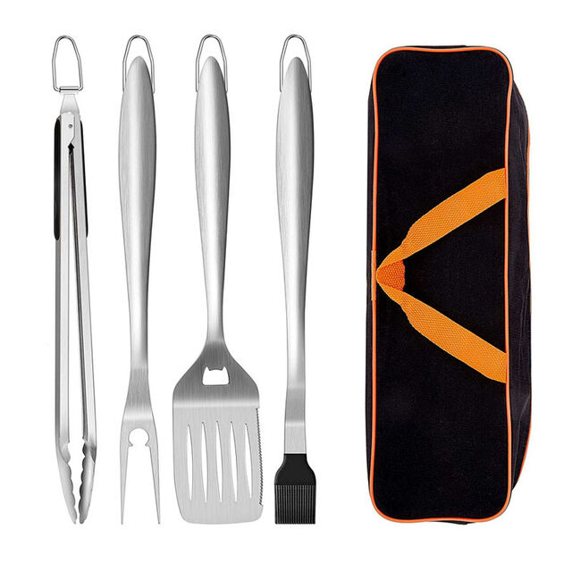 4pcs Accessoires de Grill Professionnels Haut de Gamme pour Chefs - Ensemble d'Outils de Grill Professionnel & Outils BBQ de Base pour Restaurant de Jardin