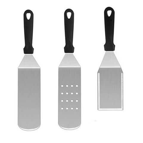 Ensemble de Spatules surdimensionnées pour Plancha en Acier Inoxydable avec Joint Soudé et Manche en PP Lavable au Lave-Vaisselle pour Grillades BBQ