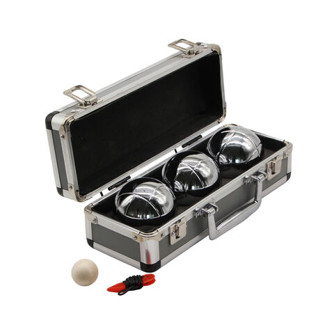 Hochwertiges 3er-Set Petanque-Kugeln, verchromt, silber, Fitnessübung, Outdoor-Sportball mit Aluminiumkoffer for sale at factory direct price