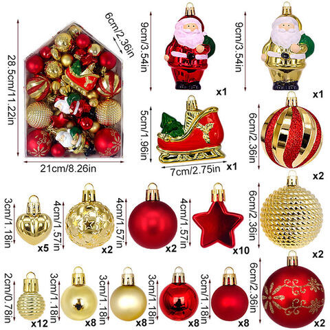 Bola Natal Baru 72 Pcs Kotak Berwarna Alien Liontin Bola Bundar Dekorasi Natal Dicat Set Bola Dekoratif Elektroplating