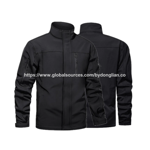 Jaket Softshell Hitam Pria Wanita Lapisan Bulu Domba, Jaket Kerja Kargo Ringan Tahan Air, Parka Softshell untuk Luar Ruangan for sale at factory direct price