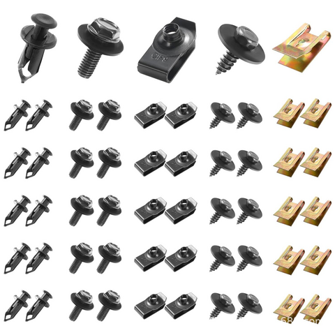 100 Stück Autoschrauben und -bolzen, Chassis-Schrauben, Karosserie-Kotflügelschrauben, Nietbefestigungen