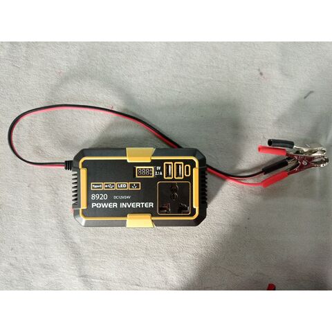 Inversor de corriente OEM DC12V/24V a 220V, 200W/300W/500W, con pinzas de batería para baterías de 12V y 24V. Enchufe universal, Type-C, USB.
