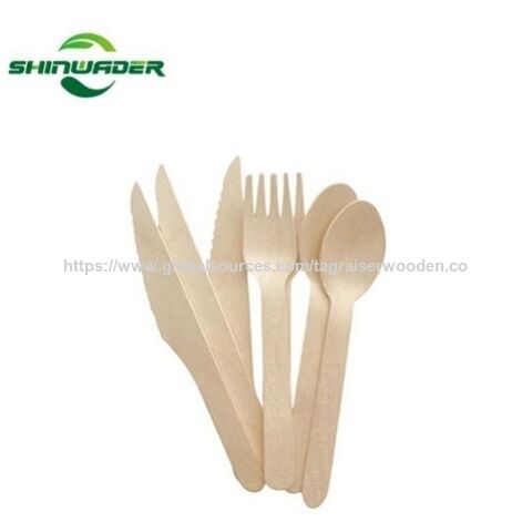 Couverts en bois jetables de haute qualité, de qualité alimentaire, échantillon gratuit personnalisé, fabricant chinois, vente chaude