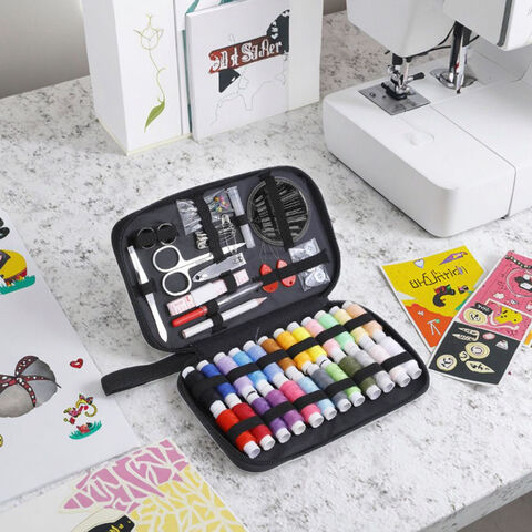 Kit de couture de voyage pour fournisseurs, ensemble d'outils de couture, kit d'aiguille et de fil pour la couture, 98 pièces, kit de couture noir pour la réparation et la vente en gros
