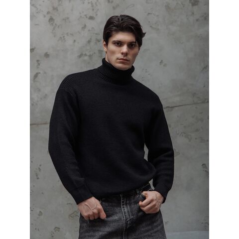Benutzerdefinierte hochwertige Herren-Pullover aus einfarbiger Wolle mit gerippten Stehkragen im Großhandel for sale at factory direct price