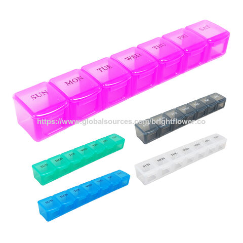 Boîte de Rangement de Pilules en Plastique Pas Cher 7 Jours 7 Compartiments - Pilulier Hebdomadaire en Plastique 7 Cases