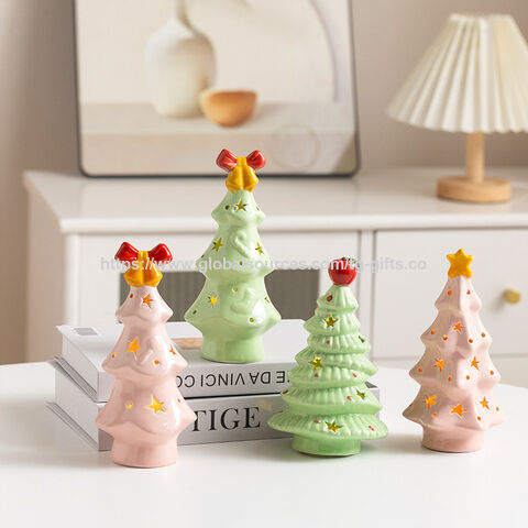 Noël Mignon Étoile en Céramique Veilleuse Sapin de Noël Décoration de Bureau Ornements Lumière d'Ambiance for sale at factory direct price