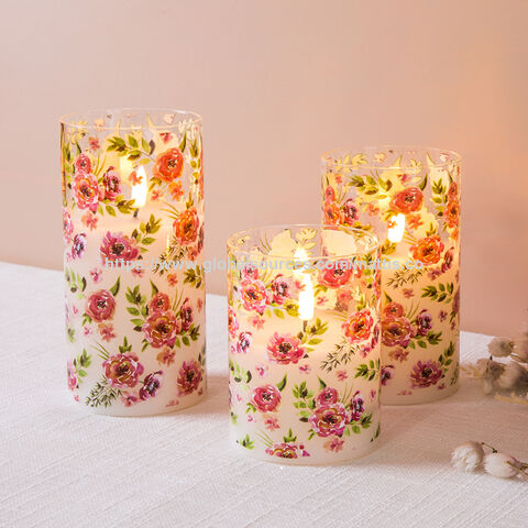 Velas LED sin llama con mecha 3D de cristal de rosa operadas con batería Matti con control remoto, paquete de 3 velas LED for sale at factory direct price