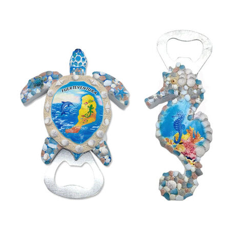 Imán de nevera con caballito de mar de animal oceánico, recuerdo turístico de resina con impresión personalizada