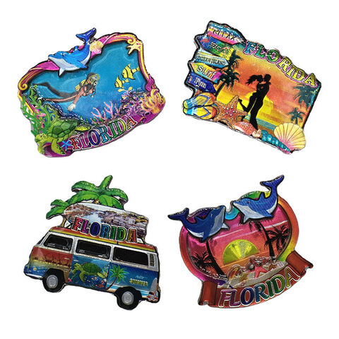 Aimants de réfrigérateur époxy MDF de plage souvenir touristique personnalisé Aimant en bois feuille