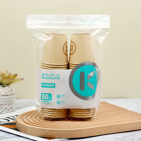 Venta al por mayor directa de fábrica vasos de papel desechables vasos biodegradables de fibra de bambú natural vasos de papel kraft de 228 ml for sale at factory direct price