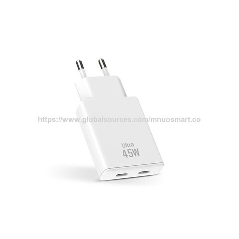 MNUO China Fabrik Lieferung Ultra-Slim 45W GaN PD Schnell-Wandladegerät, 2 USB EU-Stecker, CE-Zertifiziert, OEM/ODM Hersteller Direkt