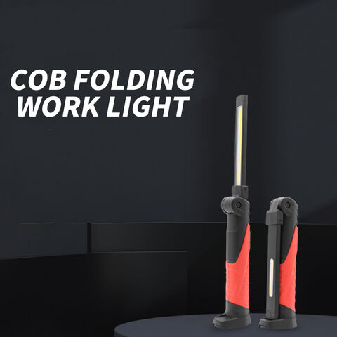 Luz de trabajo LED COB plegable recargable de 650 lúmenes, 4 modos, imán potente, lámpara de inspección portátil de aluminio para exteriores