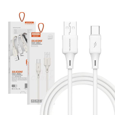 Cabo de Carregamento Rápido de Silicone Premium 2.4A | Transferência de Dados de 480Mbps | Livre de Emaranhados e Suave ao Toque | Múltiplas Opções de Conector