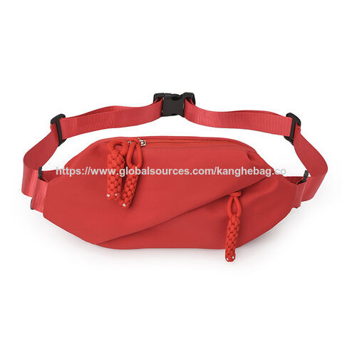 Vente en gros de sacs de taille de sport rouges multifonctionnels Sac banane de course