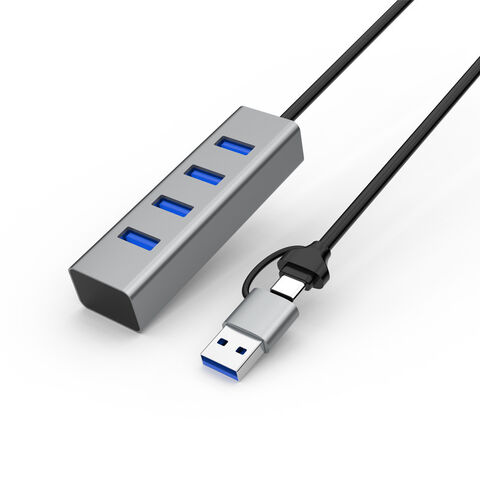 موزع USB 3.0 بواجهة مزدوجة، 4 منافذ مع كابل تمديد USB بطول 60 سم