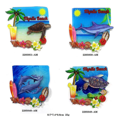 Aimants acryliques de souvenir de plage touristique pour réfrigérateur Aimant de réfrigérateur personnalisé